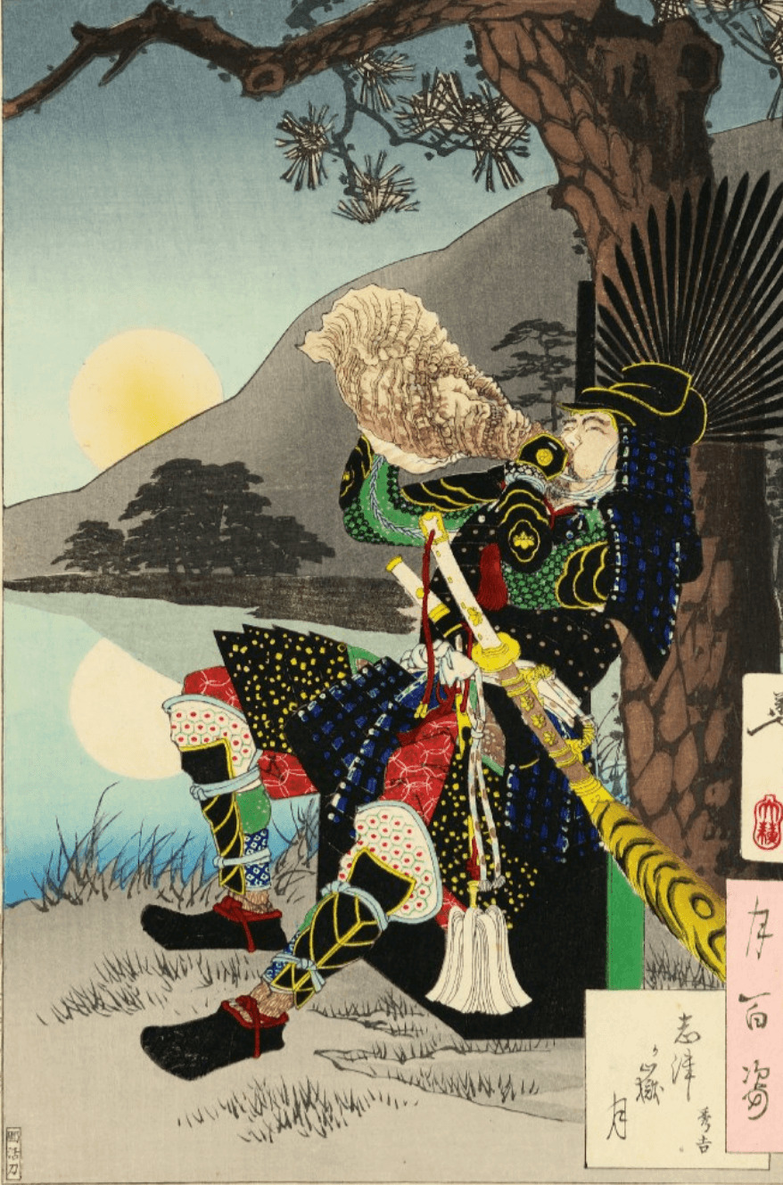 羽柴秀吉（1537〜1598年）。出典：月岡芳年「月百姿」