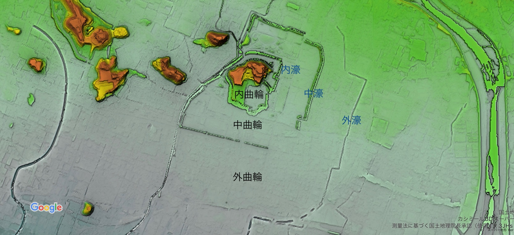 姫路城の地形図・総構